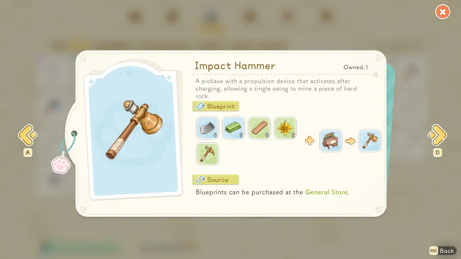 Crafting the Impact Hammer