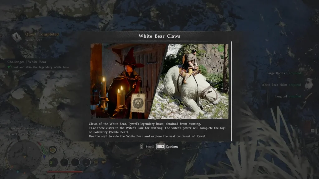 Acquiring White Bear Claws