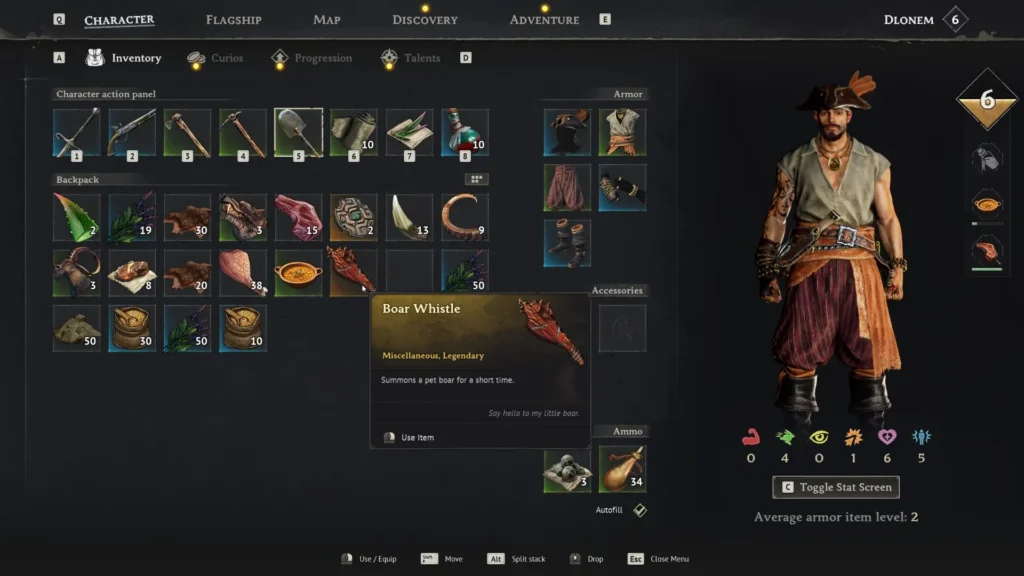 Boar Whistle in Inventory