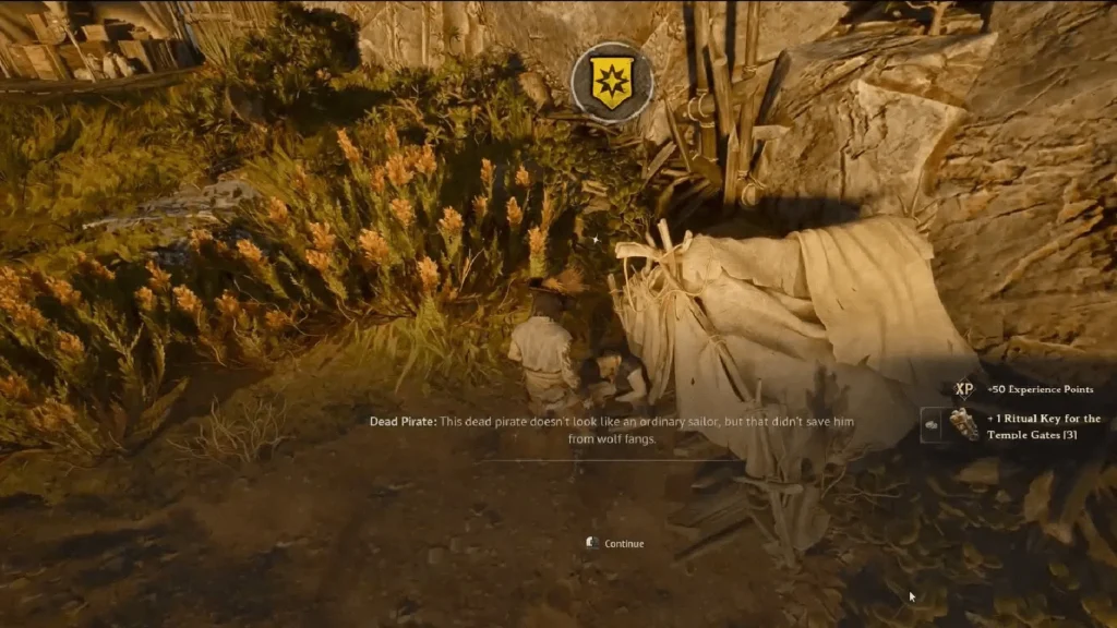Collecting temple keys from dead pirates body