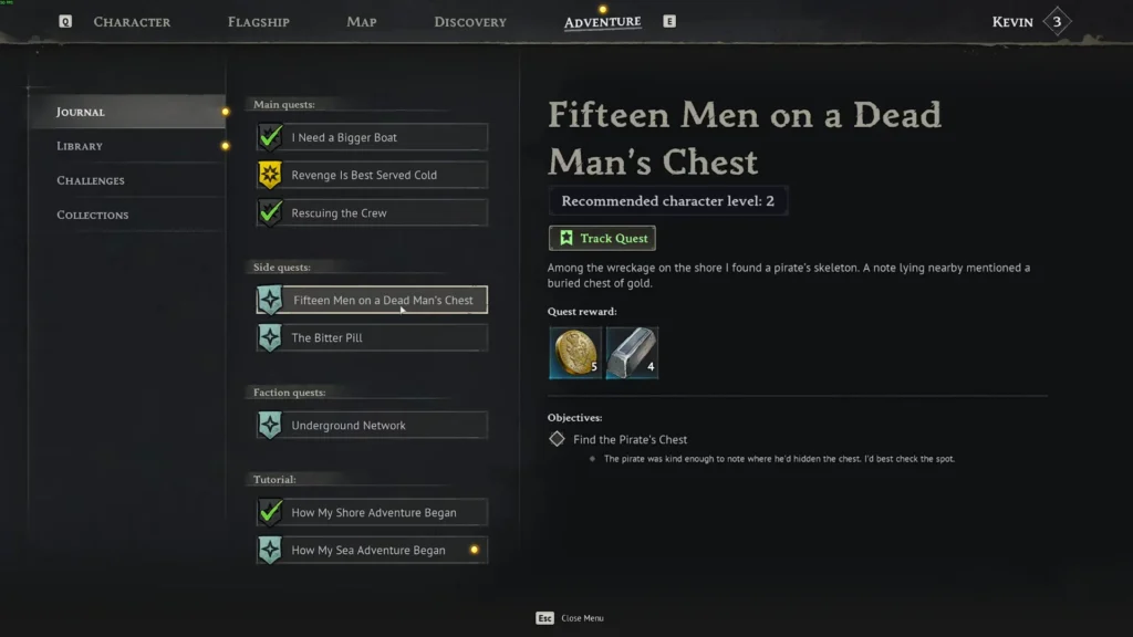Fifteen Men on a Dead Mans Chest Quest Objective
