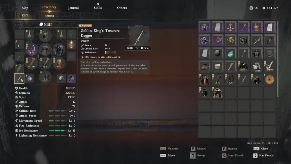 Goblin Kings Treasure Dagger Stats