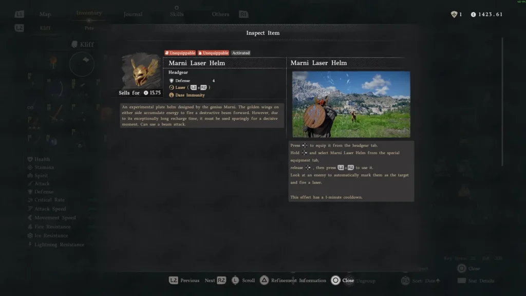 Marni Laser Helm Stats
