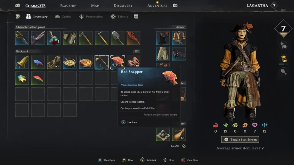 Red Snapper in Inventory