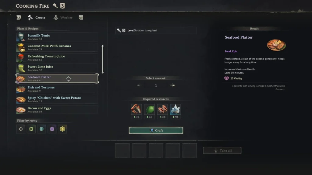 Seafood Platter in Inventory